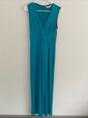 Trina Turk Sleeveless V Neck Jumpsuit Walkthrough Aqua Teal Size 2